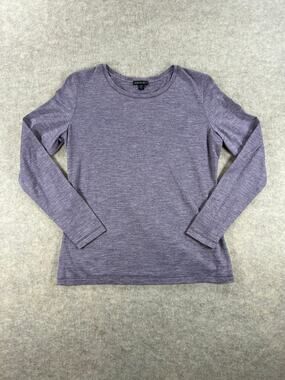 Lafayette 148 New York Women's Long Sleeve Crew Neck Tee Shirt Purple Medium